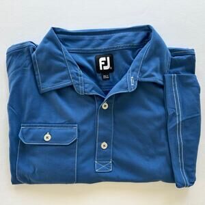FootJoy Blue Jersey Knit Pocket Polo Size XL Short Sleeve Casual Golf Summer